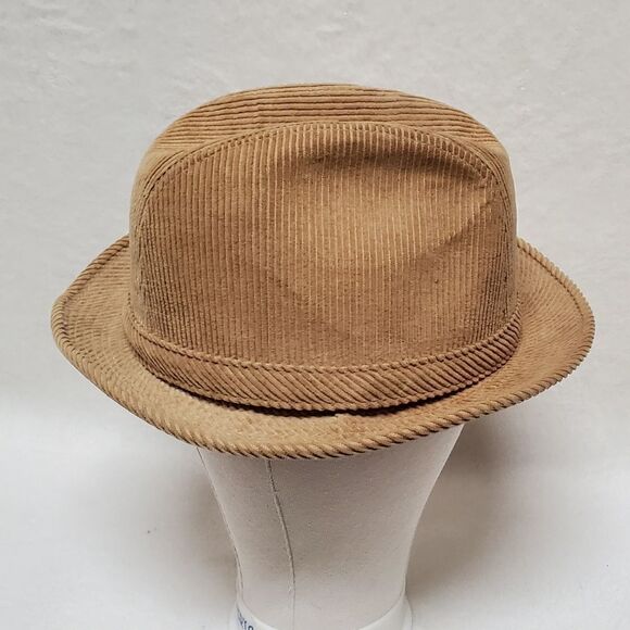 VINTAGE Beacon Hill Tan Corduroy Satin Lined Fedora Hat Extra Large main image 8